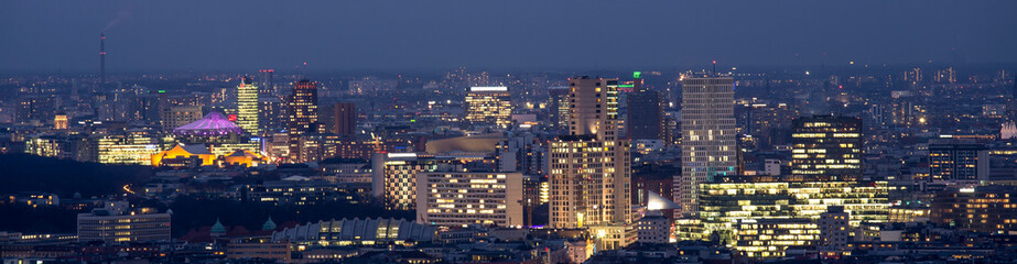 berlin germany cityscape from above at night