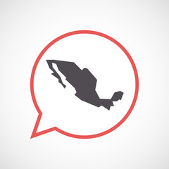 Isolated comic balloon with  a map of Mexico