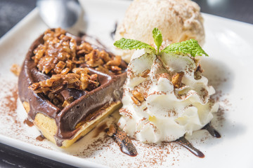 Ice-cream with cake