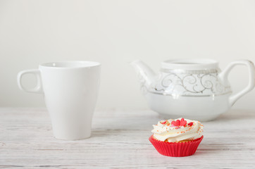 Afternoon tea with cupcake