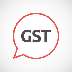 Isolated comic balloon with  the Goods and Service Tax acronym GST