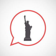 Isolated comic balloon with  the Statue of Liberty