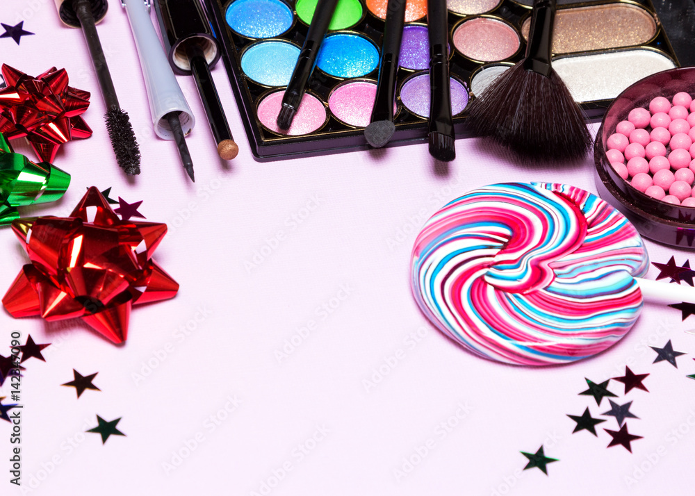 Wall mural Holiday youth party makeup products