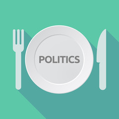 Long shadow tableware with  the text POLITICS