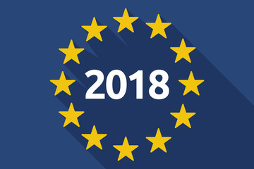 Long shadow EU flag with  the number 2018