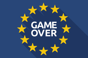 Long shadow EU flag with  the text Game Over
