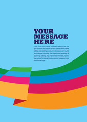 Page Layout Design with three colored banner on blue background template vector illustration 