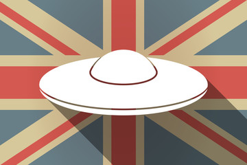 Long shadow UK flag with  a flying saucer UFO © jpgon