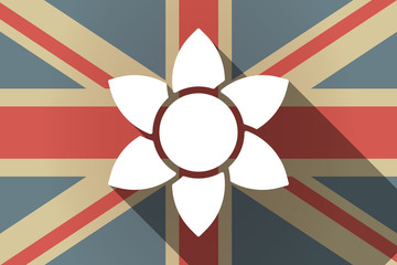 Long shadow UK flag with  a lotus flower