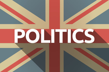 Long shadow UK flag with  the text POLITICS © jpgon