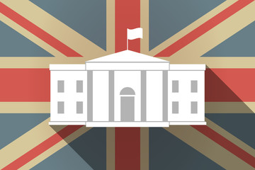 Long shadow UK flag with  the White House building