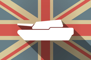 Long shadow UK flag with  a combat tank
