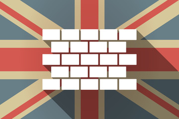 Long shadow UK flag with  a brick wall