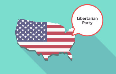 Long shadow USA map with  the text Libertarian Party
