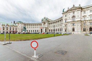 Cloudy view of Hofburg palace, Heldenplatz, Vienna, Austria.