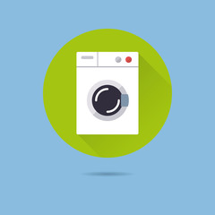 Washing machine flat design vector icon