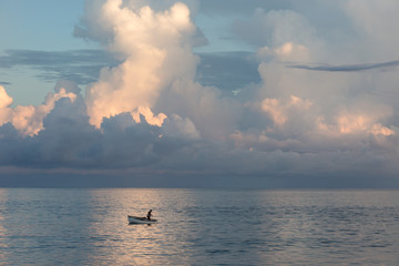 Man fishing in the Pacific Ocean