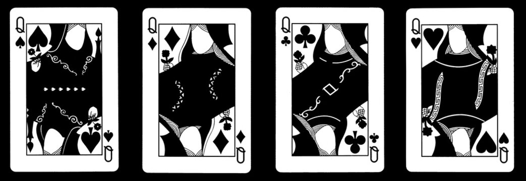 4 Queens in a row - Playing Cards