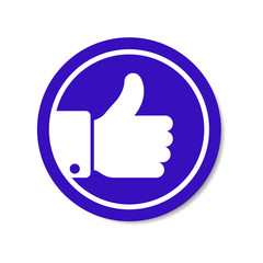 Thumb Up vector icon. Style is flat rounded symbol, blue color, rounded angles.
