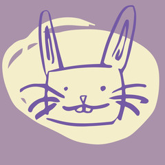 Greeting card with easter bunny drawing