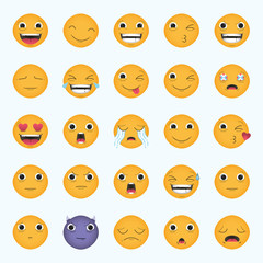 Vector icon set of emoticons