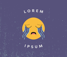 Card with crying emoji and text lorem ipsum