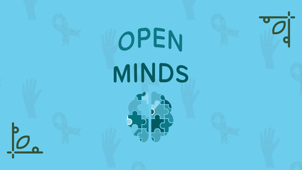 Greeting card with open minds text