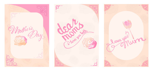 Vector set of greeting cards with mothers day message