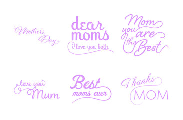 Vector set of mothers day wishes