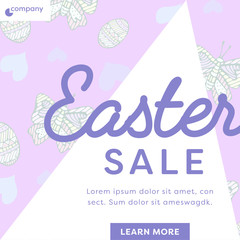 Card with easter sale message and lorem ipsum text