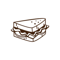 delicious yummy sandwich for breakfast cartoon theme vector