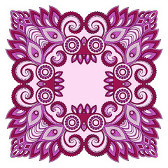 Colored decoration in mandala form. Mehndi style. Decorative pattern in oriental style. Eastern ethnic pattern.