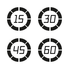 Set of sport chronometers icon in different time laps