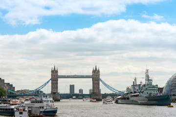 Fototapeta na wymiar LONDON, UNITED KINGDOM - June 21, 2016. Street view of Beautiful and Antique London Bridge. London, United Kingdom