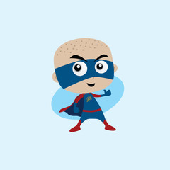 Adorable and amazing cartoon superhero in classic pose