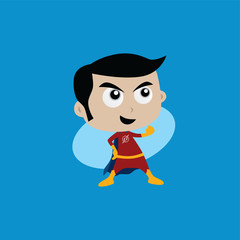 Adorable and amazing cartoon superhero in classic pose
