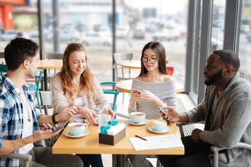 International students spending lunch time together