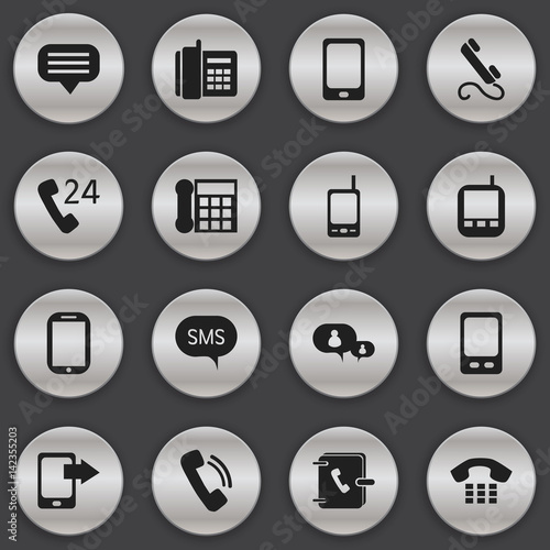 "Set Of 16 Editable Gadget Icons. Includes Symbols Such As 24 Hour