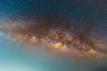 milky way galaxy, long exposure photograph, with grain.Image contain certain grain or noise and...