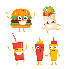 Fast Food Characters - vector set of mascot illustrations.