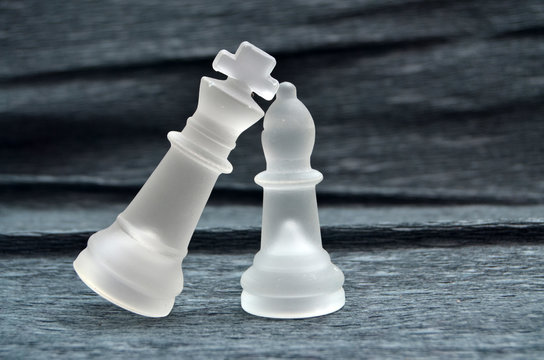 Chess concept , strategy.glass chess pieces
