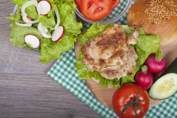 Delicious homemade burger with chicken