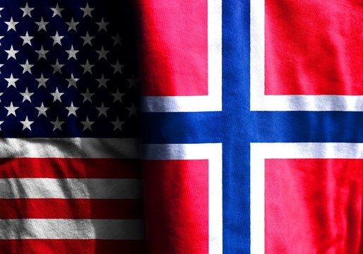 Two flags: the United States and Norway