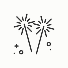 Sparkler, bengal fire icon. Party celebration birthday holidays event carnival festive. Thin line party basic element icon. Vector simple linear design. Illustration. Symbols. Congratulation - 142356053
