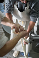 Production of italian mozzarella.