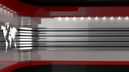 Tv Studio. Backdrop for TV shows .TV on wall. News studio. The perfect backdrop for any green screen or chroma key video or photo production. 3D rendering.