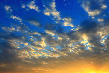 Beautiful atmosphere sky at sunset.