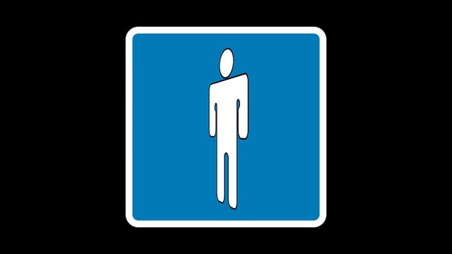 Pointer men's toilet on a blue background.
