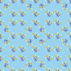 The pattern of flowers on a blue background.