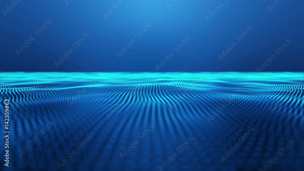 Poster blue dots pattern smooth technology wavy background. ultra high definition 4k seamless loop video.